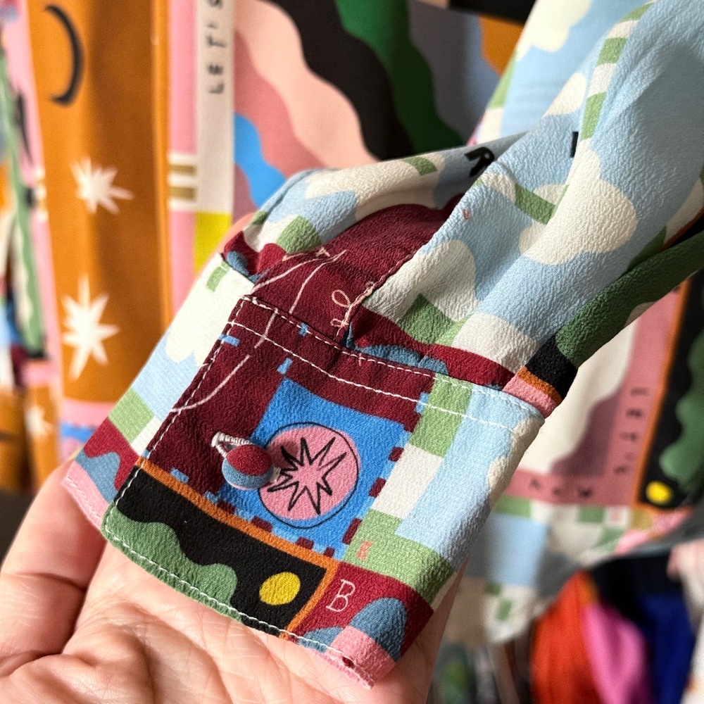 Sezane Multicolor Patchwork Button Down Shirt - image 6